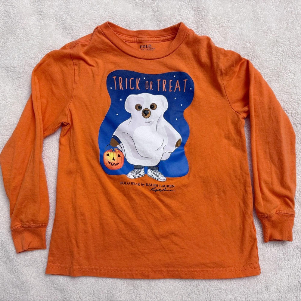 Ralph Lauren Kids Orange Trick or Treat Long Sleeve Shirt